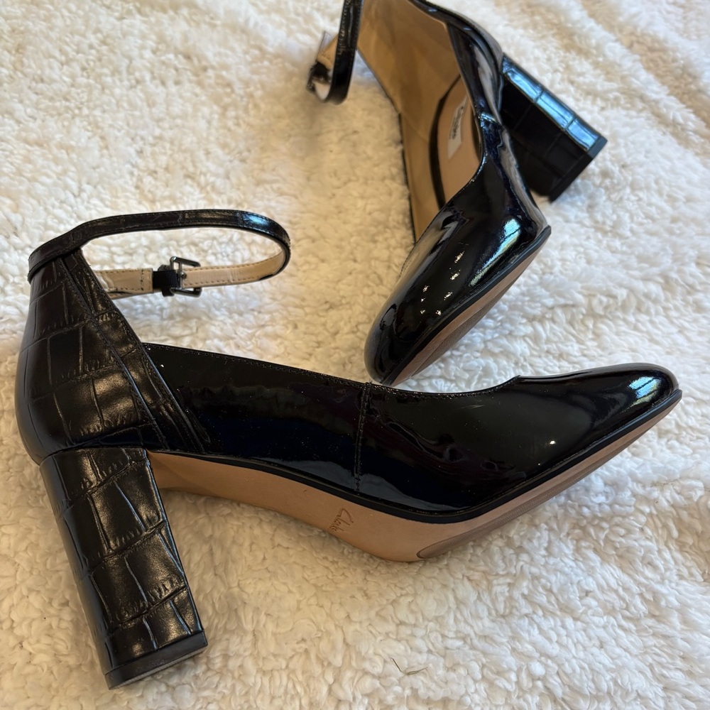 Clarks Black Patent Leather Heels